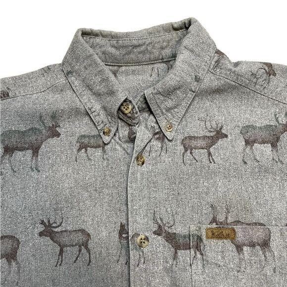 Vintage Woolrich Elk Button Down Shirt Gray Brown Size XL - Picture 7 of 7